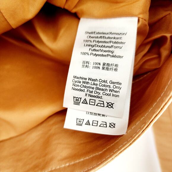 DKNY Carmel Tan Brown Satin Effect Moto Jacket Rose Gold Hardware Size XS - Picture 6 of 8